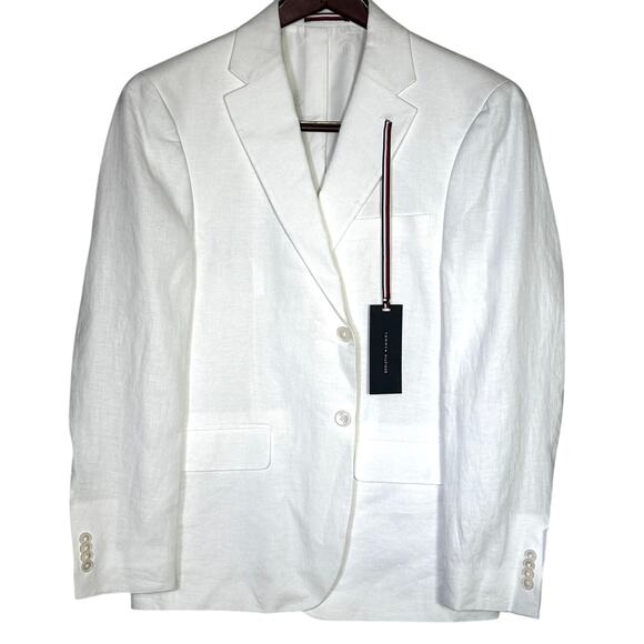 Tommy Hilfiger Men's Modern-Fit 100% Linen Sport Coat Bright White 38S $295